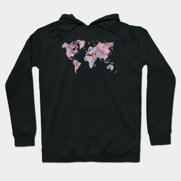 Wanderlust World Map Hoodie by LauraOConnor